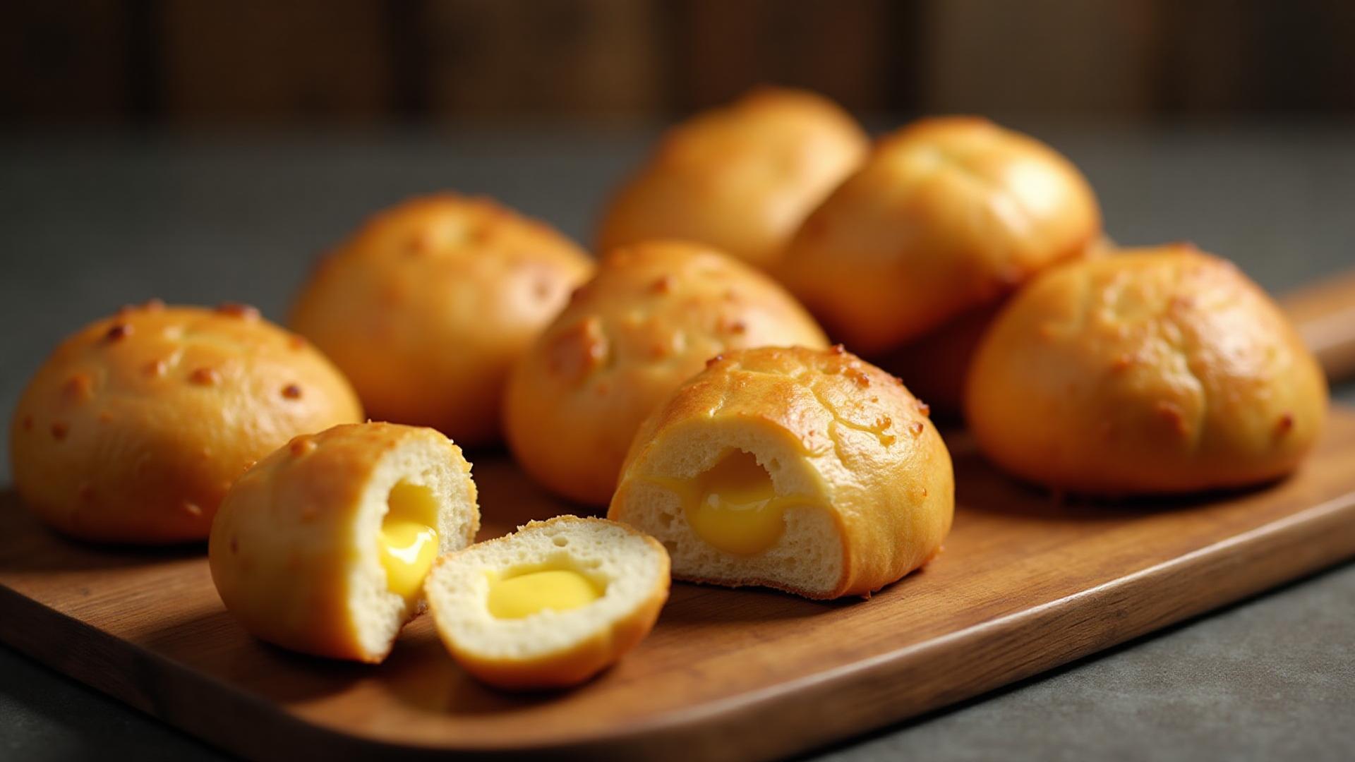 Pães de queijo artesanais recheados